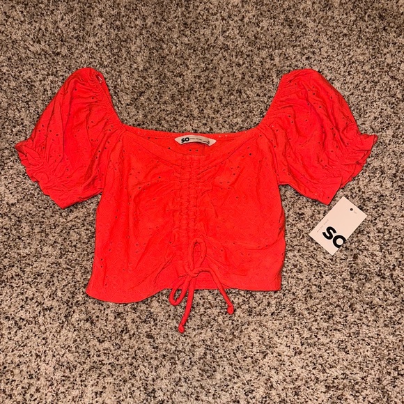 SO Tops - orange cropped shirt - size S